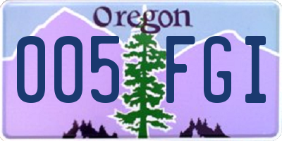 OR license plate 005FGI