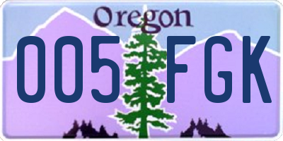 OR license plate 005FGK