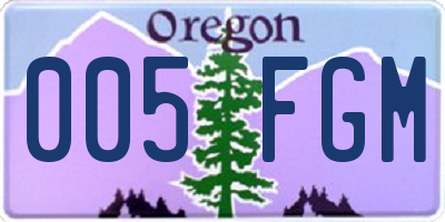 OR license plate 005FGM