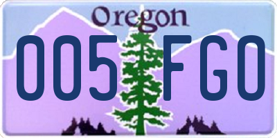 OR license plate 005FGO