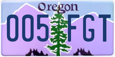 OR license plate 005FGT