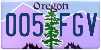 OR license plate 005FGV