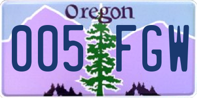 OR license plate 005FGW