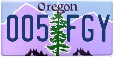 OR license plate 005FGY