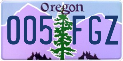 OR license plate 005FGZ