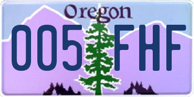 OR license plate 005FHF