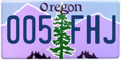 OR license plate 005FHJ