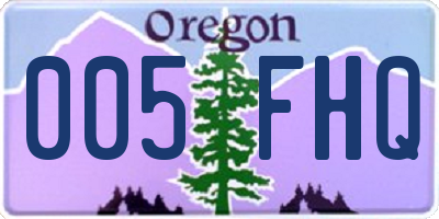 OR license plate 005FHQ