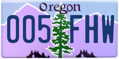 OR license plate 005FHW