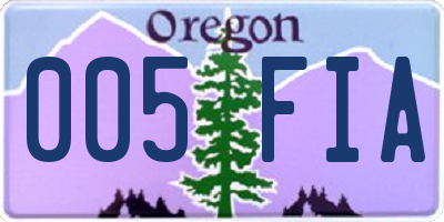 OR license plate 005FIA