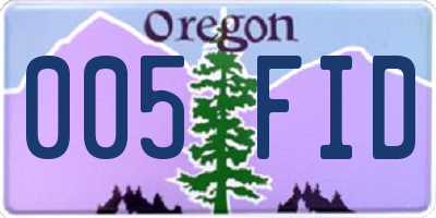 OR license plate 005FID