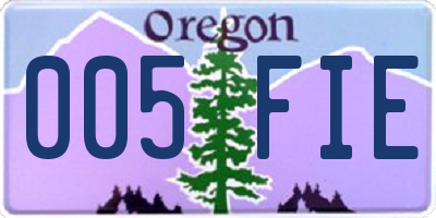 OR license plate 005FIE