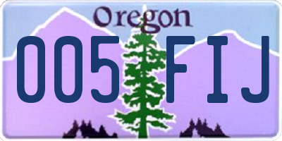 OR license plate 005FIJ