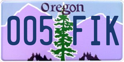 OR license plate 005FIK