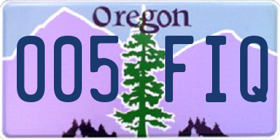 OR license plate 005FIQ