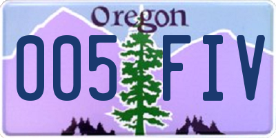 OR license plate 005FIV
