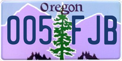 OR license plate 005FJB