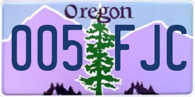 OR license plate 005FJC