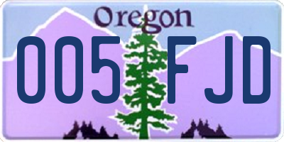 OR license plate 005FJD