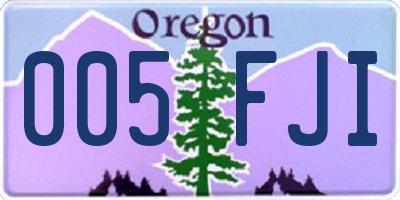 OR license plate 005FJI