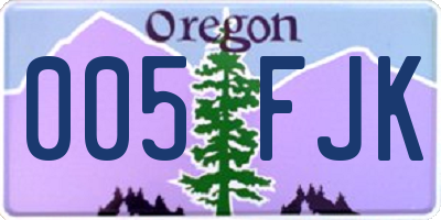 OR license plate 005FJK
