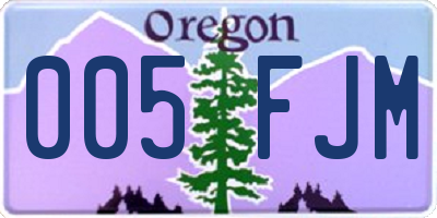 OR license plate 005FJM