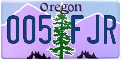 OR license plate 005FJR