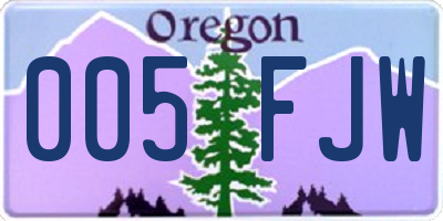 OR license plate 005FJW