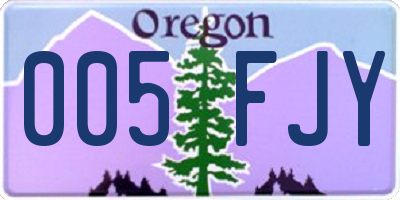 OR license plate 005FJY