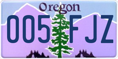 OR license plate 005FJZ