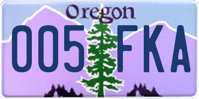 OR license plate 005FKA