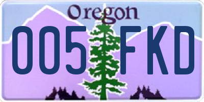 OR license plate 005FKD