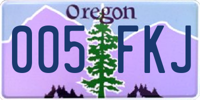 OR license plate 005FKJ