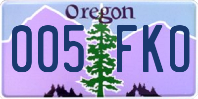 OR license plate 005FKO