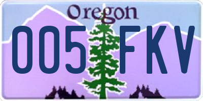 OR license plate 005FKV