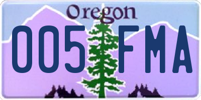 OR license plate 005FMA