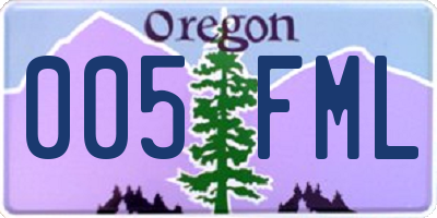 OR license plate 005FML