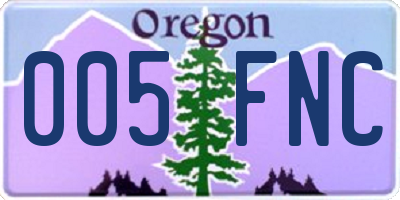 OR license plate 005FNC