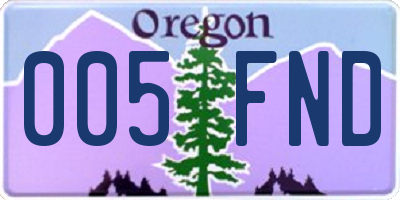 OR license plate 005FND