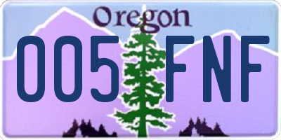 OR license plate 005FNF