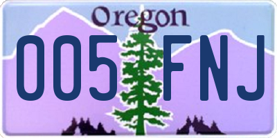 OR license plate 005FNJ