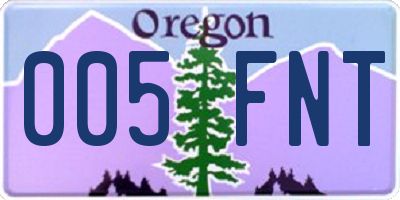 OR license plate 005FNT