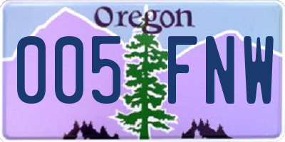 OR license plate 005FNW
