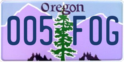 OR license plate 005FOG