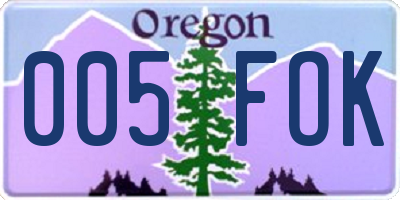 OR license plate 005FOK