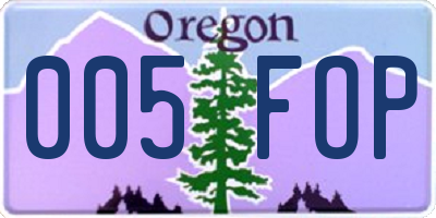OR license plate 005FOP
