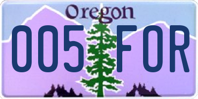 OR license plate 005FOR