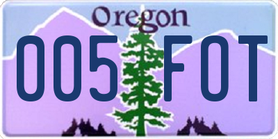 OR license plate 005FOT