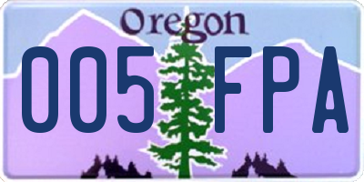 OR license plate 005FPA
