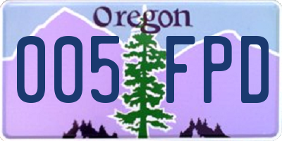OR license plate 005FPD